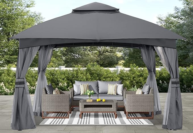 ABCCANOPY 8x8 Outdoor Gazebo - Patio Gazebo with Mosquito Netting, Outdoor Canopies for Shade and Rain for Lawn, Garden, Backyard & Deck (Dark Gray)