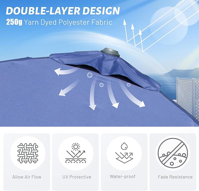 Domi 10’x10’ Cantilever Patio Umbrella, Aluminum Windproof Outdoor Umbrella with 360°Rotation, Square Offset Sun Shade Umbrella for Outside Deck Backyard Garden Pool, Navy Blue