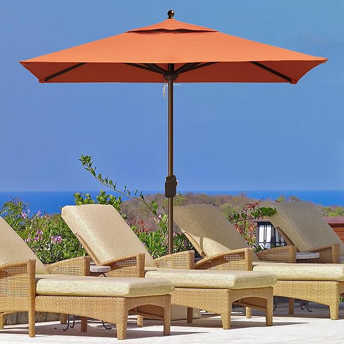 EliteShade USA 10-Year-Non-Fading 6x6Ft Square Market Patio Umbrella, UPF 50+ UV Protection Performance Sun Umbrella, Heavy Duty Commercial Grade Outdoor Table Umbrella with Crank, Windproof Vented Top for Garden, Pool, Deck and Outdoor Playsets, Rust