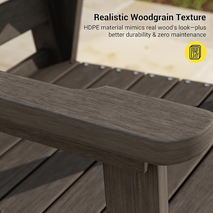 HDPE Outdoor Dining Chairs Set of 2 | Weather Resistant Patio Stackable Chairs for Garden, Backyard, Lawn and Poolside, Brown