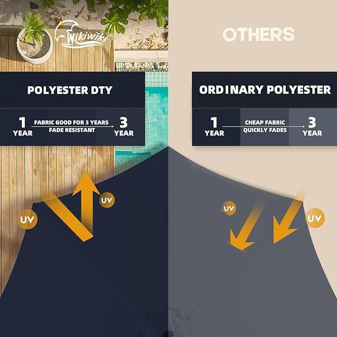 wikiwiki 10ft Solar LED Offset Hanging Market Cantilever Patio Umbrella for Backyard, Poolside, Lawn and Garden, Easy Tilt Adjustment, Polyester Shade & Cross Base, Navy