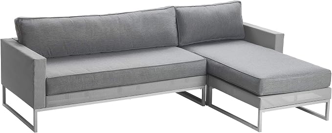 Elle Decor Tropez Mesh Outdoor Patio Furniture Collection with Metal Frame Sectional, Gray