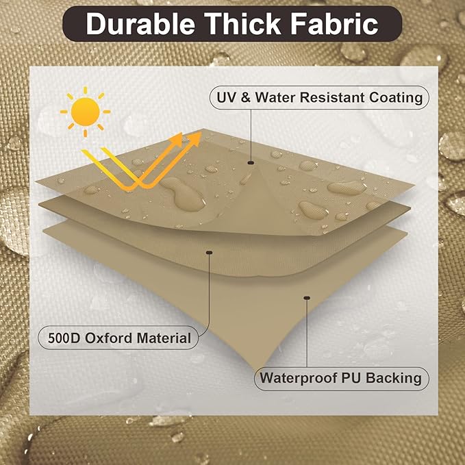 PureFit Outdoor Sectional Sofa Cover Waterproof L Shaped Patio Furniture Covers for Deck, Lawn and Backyard, 83”x104” Left Facing, Camel