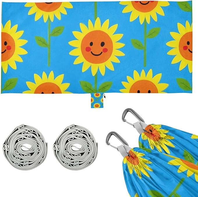 Happy Sunflowers 330lb Capacity Hammocks Fabric Hammock for Patio Backyard Lounge Base amacas para patios con Base de adultos