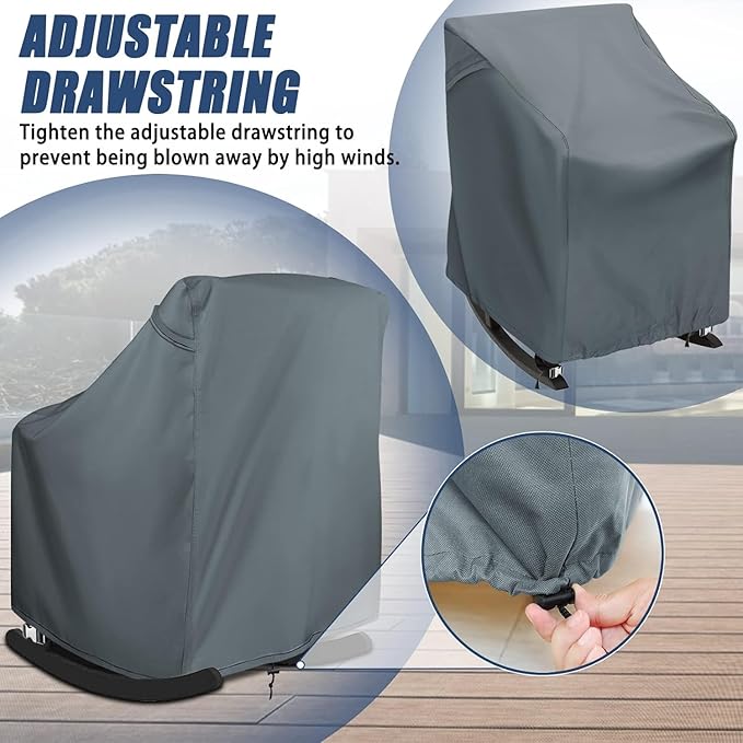 Patio Swivel Rocking Chair Covers, UV-Resistant All Weather Outdoor Lounge Chair Protectors for Deck, Lawn & Garden Furniture, 4 Pack-27.5" W x 32.5" D x 39" H, Grey