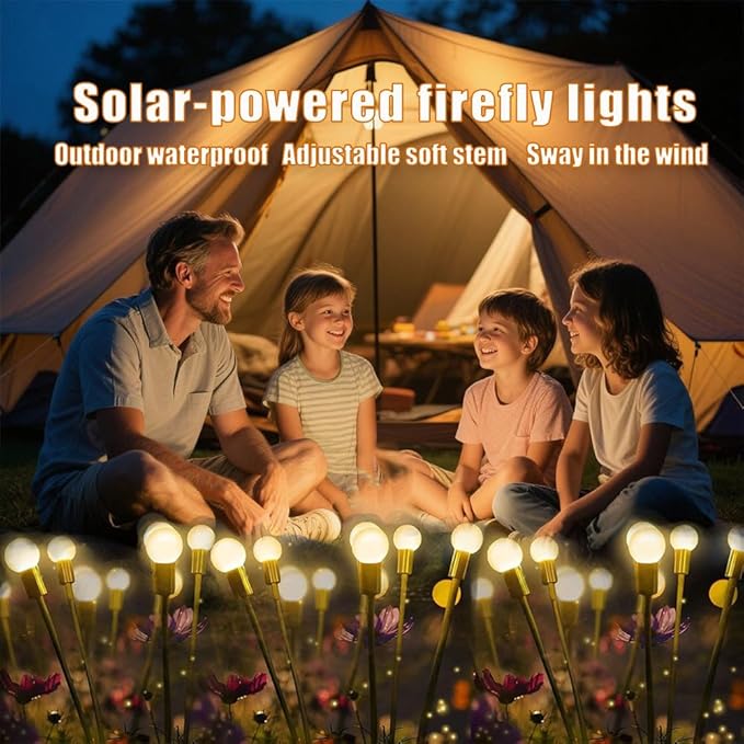 Solar Lights Outdoor, Decorative Animal & Flower Shaped Landscape Lights with Warm/Colorful LED, Auto On/Off Waterproof Solar Powered Decor for Yard Lawn Patio Gift Idea (Warm-Firefly-2pack)