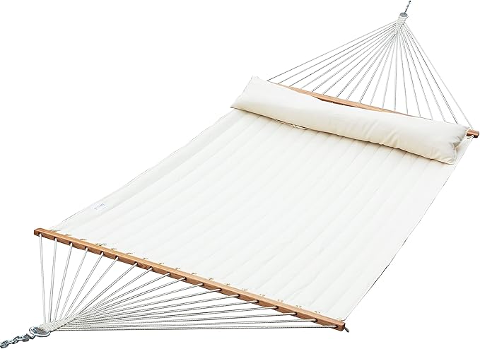 Ceara Patio Hammock Olefin Hammock Double Hammock for Two People Outdoor Patio Swing Chair Quilted Hammock Use Inside Outside Backyard Decor Porch Swing - Cream White