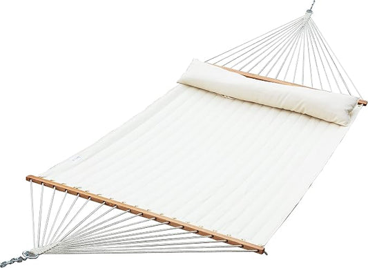 Ceara Patio Hammock Olefin Hammock Double Hammock for Two People Outdoor Patio Swing Chair Quilted Hammock Use Inside Outside Backyard Decor Porch Swing - Cream White