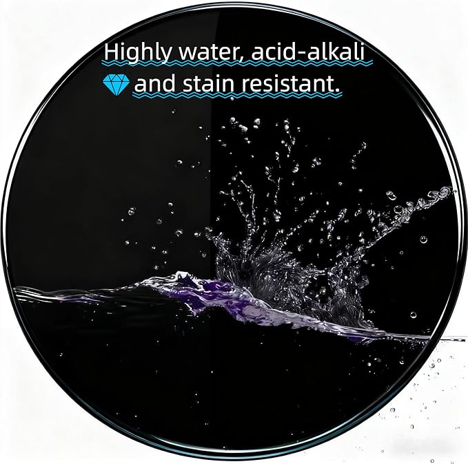28 inch Round Glass Table Top - Black Tempered Glass Surface Protector - Safe 3/8" Thick Beveled Edge - Useful for Replacement,Dining Table, Patio, Coffee and End Table,Indoor & Outdoor