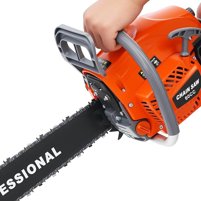 Gas Chainsaw, 22" 60cc Handheld Cordless Petrol Chain Saws, 2-Cycle 10000rpm high speed Petrol Chain Saw w/ 18.6Oz Large Fuel Tank Capacity For Forest, Wood, Garden and Farm Cutting Use, 2.8kw