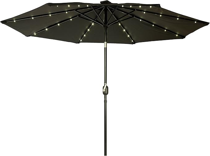 Trademark Innovations Deluxe Solar Powered LED Lighted Patio Umbrella - 9'