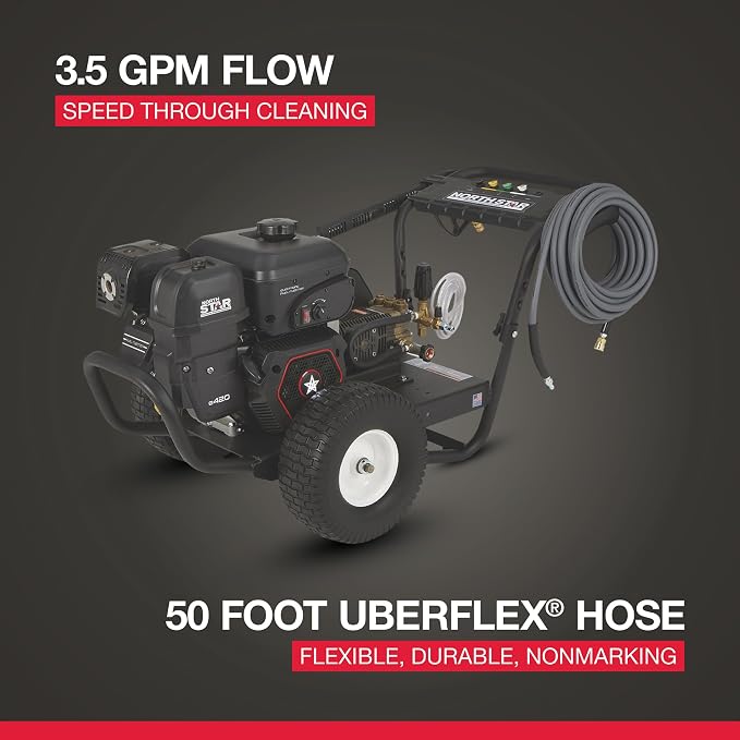 NorthStar Gas Cold Water Pressure Washer, 4000 PSI, 3.5 GPM, NorthStar Engine, Belt Drive