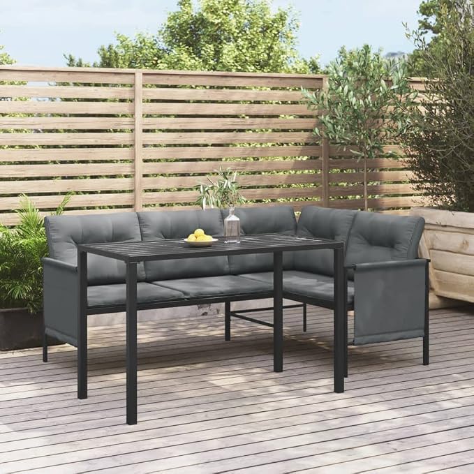 Modern Garden Dining Table Anthracite Steel 43.3 x 21.3 x 27.6 Inches Outdoor Metal Frame Powder-Coated Finish Weather-Resistant Patio Furniture