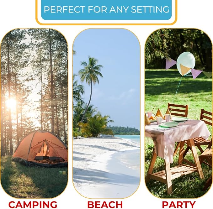 Ezone 4ft Indoor Outdoor Heavy Duty Portable Folding Plastic Dining Table w/Handle, Lock for Picnic, Party, Camping - White (4 Ft)