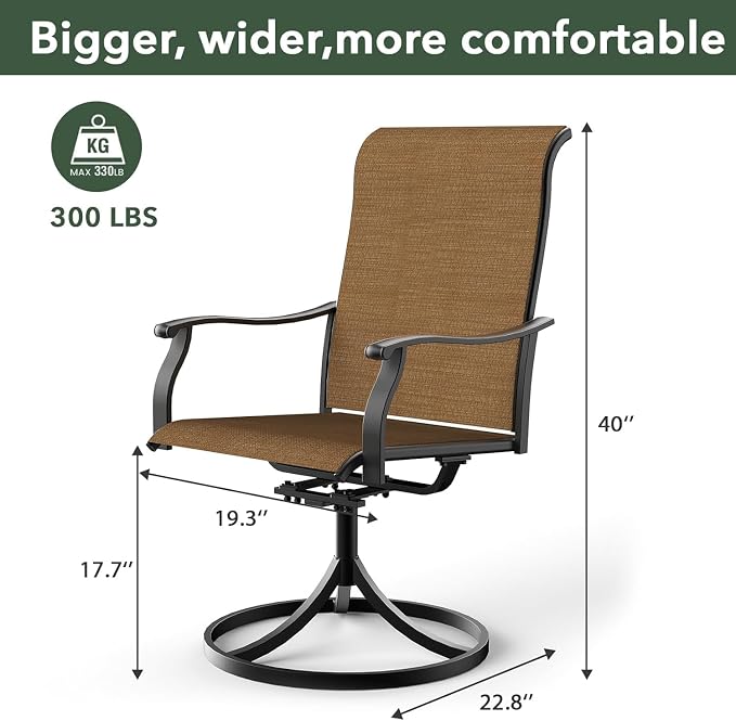 Outdoor Dining Table with 4PCS Swivel Chairs,48"x 48"x 28" Round Patio Table with Adjustable Umbrella Hole,Stable Patio Dining Set for Home or Outside