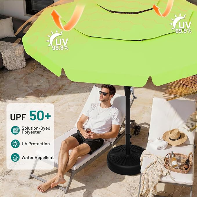 AreShark 9FT 3-Tiers Patio Umbrella with Valance, Outdoor Umbrellas with Crank/Tilt, Table Market Umbrella Vented w/ 8 Sturdy Ribs for Garden, Deck, Backyard, and Pool, Apple Green