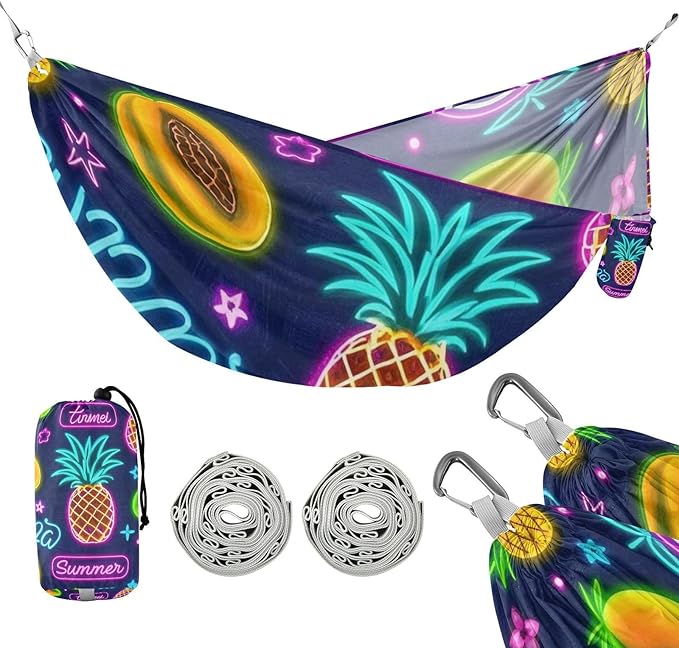 Summer Neon Fruit Pineapple Fruit 330lb Capacity Hammocks Portable Hammock for Outside Beach Patio Garden Base para poner hamaca