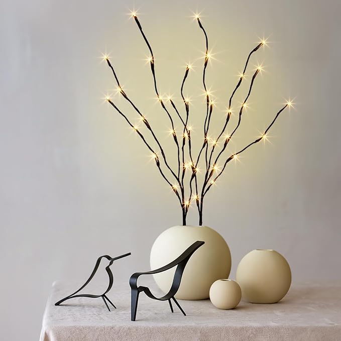 PEIDUO Lighted Branches, 30Inch 2PK 40 LED Twig Lights, Artificial Tree Branch with Timer Battery Operated, Christmas Decorations Indoor Outdoor Room Apartment Stake Lights for Lawn