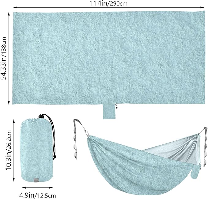 Light Blue Solid Color 330lb Capacity Hammocks with Hanging Rope Portable Hammock for Outside Camping Essentials hamacas para adultos 2 Personas