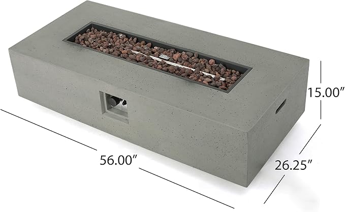 Christopher Knight Home Outdoor 6 Piece Acacia Wood and Wicker Conversation Set with Fire Pit, Gray and Light Gray