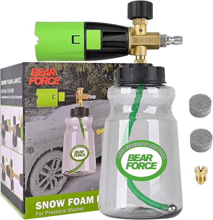 BEAR FORCE Innovative Pressure Washer Foam Cannon Pro+ (Thicker Suds, 3 Times of Life), 2026 Car Wash Snow Foam Blaster with One-Click Disassembly Technology + 1/4" Quick Plug, 34oz Bottle