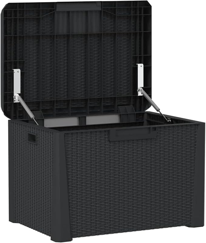 Gecheer Patio Rattan Deck Box Patio Storage Box Anthracite 33 gal p p
