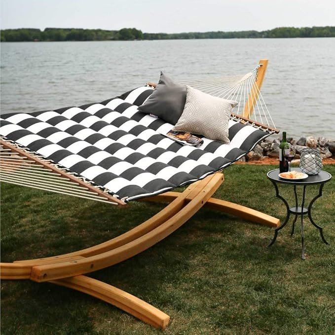 Hatteras Hammocks Cabana Classic Sunbrella Pillowtop Hammock with Free Extension Chains & Tree Hooks, Handcrafted in The USA, Accommodates 2 People, 450 LB Weight Capacity, 13 ft. x 55 in.