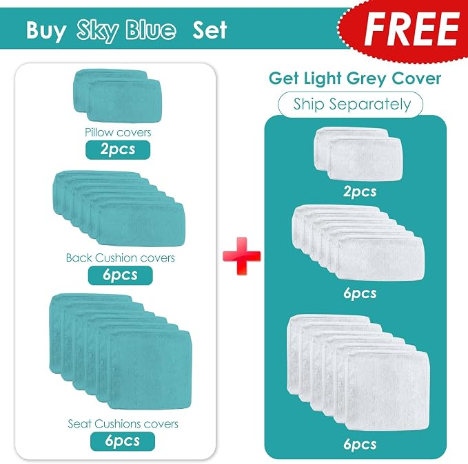 RADIATA 9 Piece Large Modern Aluminum Outdoor Patio Furniture Set with Fire Pit Table Propane/Gas, 29 inch Wide Deep Seat, Anti-Rust Comfy Sectional Sofa, 500 lbs Sturdy Conversation Set, Turquoise