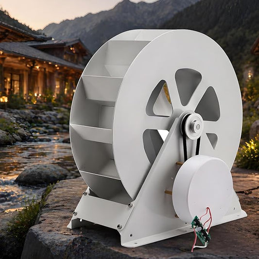 Water Wheel Hydroelectric Generator,Outdoor Creek Micro Hydroelectric Turbine Generator,for Remote Cabin Power Supply,Garden Decor 50W