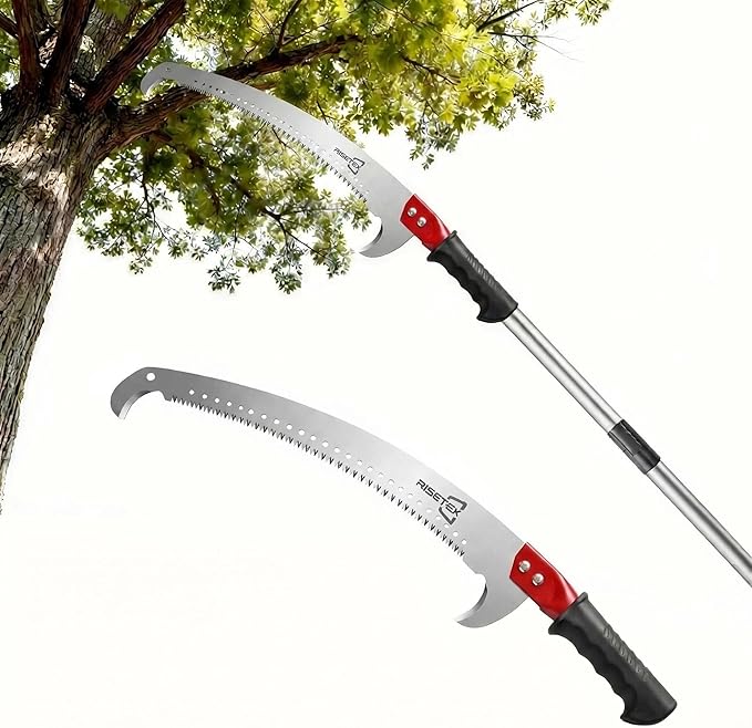 RISETEX Pole Saws for Tree Trimming 9.2 FT, Manual Pruning Saw with Manganese Steel Blade, Long Reach Branch Cutter Pole Pruner, Lightweight Tree Trimmer for Yard Garden Forestry