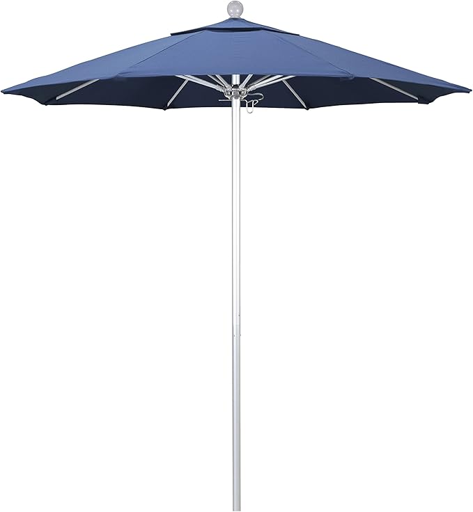 California Umbrella 7.5' Rd. Venture Series Contract Grade Patio Umbrella, Push Open Pin Stop, Silver Finish