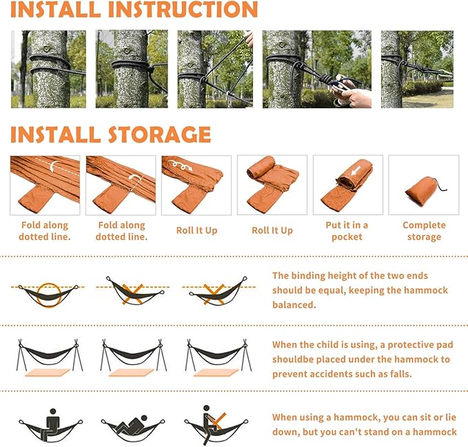 Hammock Double & Single Portable Hammocks with Storage Bag Travel Camping Beach Hiking Backpacking Patio Backyard-Indoor Outdoor Gear Sunflower (2)