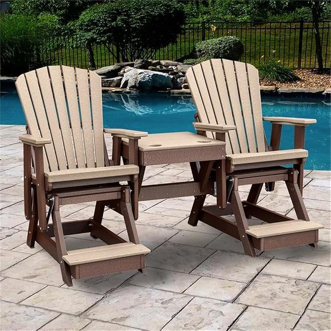 OS Home and Office 516WWTB-K Double Balcony Height Glider with Center Table