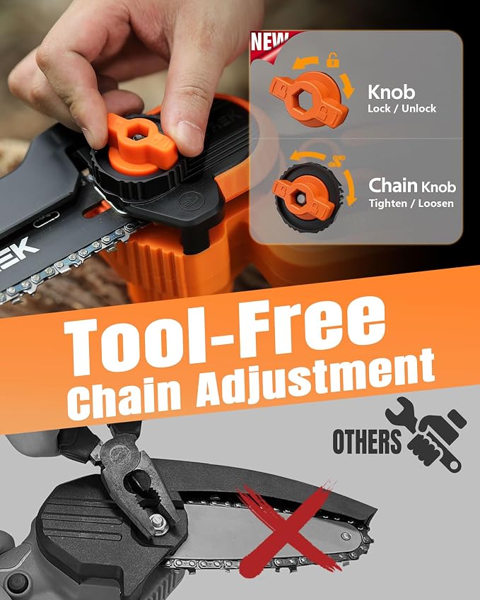 VOTREK® 6-Inch & 8-Inch Mini Chainsaw Cordless, 2 x 3.0Ah Batteries, Electric Chain Saw with 2 Chains, 2 Bars, Brushless Motor, Auto Oiler, Tool-Free Tensioner for Tree Trimming and Yard Cleanup