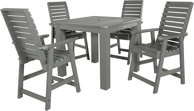 Highwood 5-Piece Weatherly Square Counter Height Dining Set, 42 by 42-Inch, Coastal Teak
