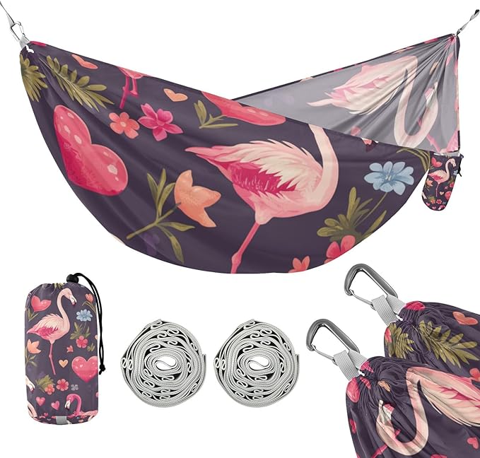 Pink Flamingos Romantic Love 330lb Capacity Hammocks with Hanging Rope Indoor Hammock for Indoor Outdoor Patio hamaca para Patio Exterior