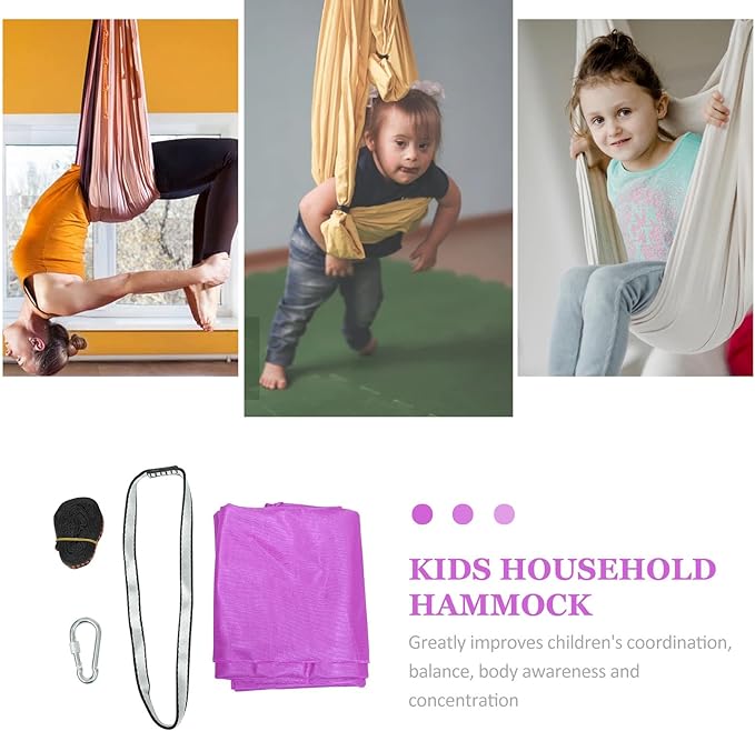 Balacoo Aerial Hammock Set for Home Use, 1.5m Purple Hammock with Seamless Design, Suitable for Indoor and Training
