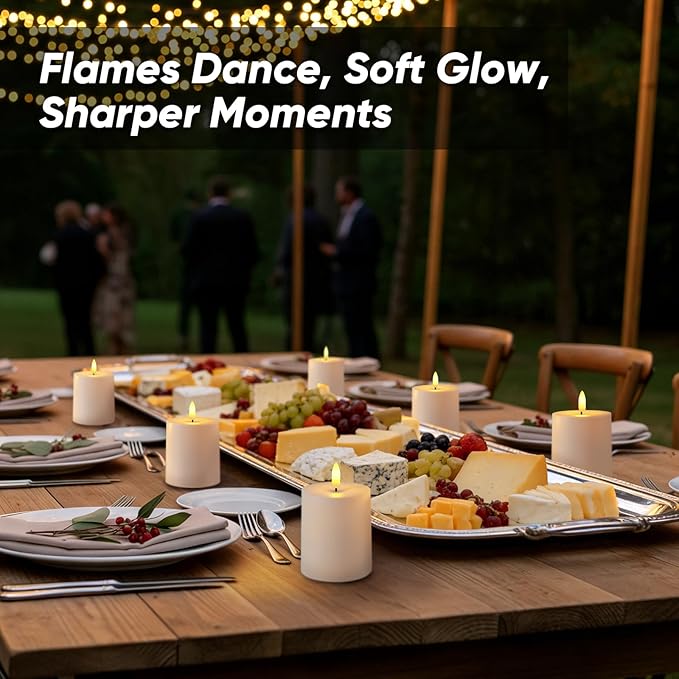 Raycare 3"x3.5" White Outdoor Waterproof Flameless Candles with Remote and Timer, Realistic LED Candles, Battery Operated Electric Fake Pillar Candles for Porch, Patio, Garden, Set of 2