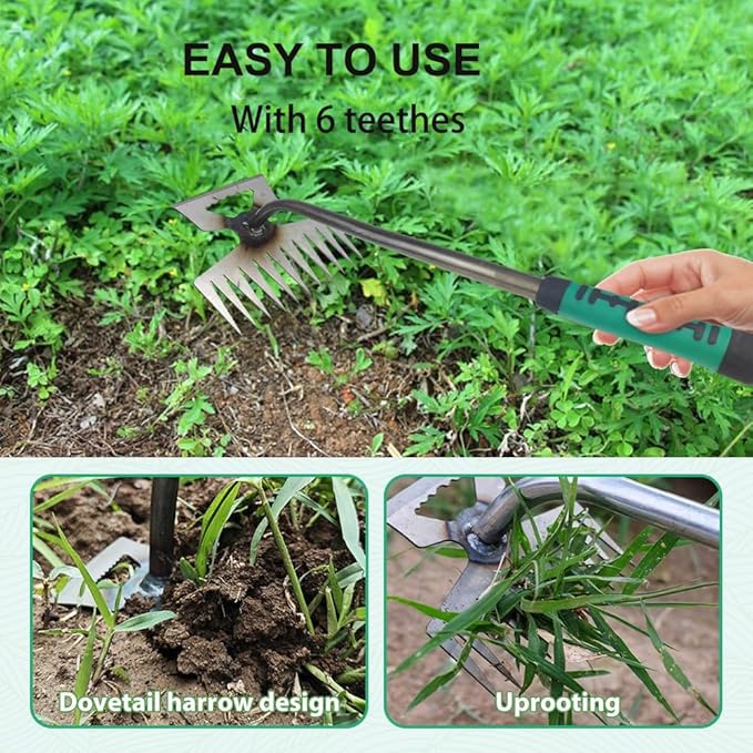 Weed Puller Gardening Hand Weeder Tools,Portable Artifact Uprooting Weeding 6 Teethes Manganese Steel Weed Removal Dual Purpose Manual Hand Pulling Tool for Lawn Garden (Orange)
