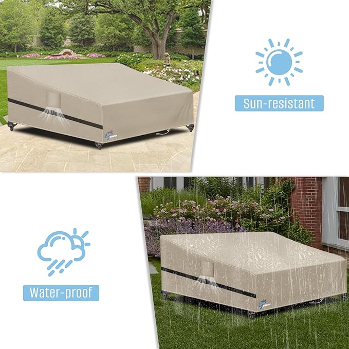 SIRUITON Garden Patio Rattan Daybed Cover Patio Bed Cover 69" W x 71" D x 31.5" H,Heavy Duty 420D Oxford Waterproof Outdoor Double Sofa/Patio Bed Lounger Covers