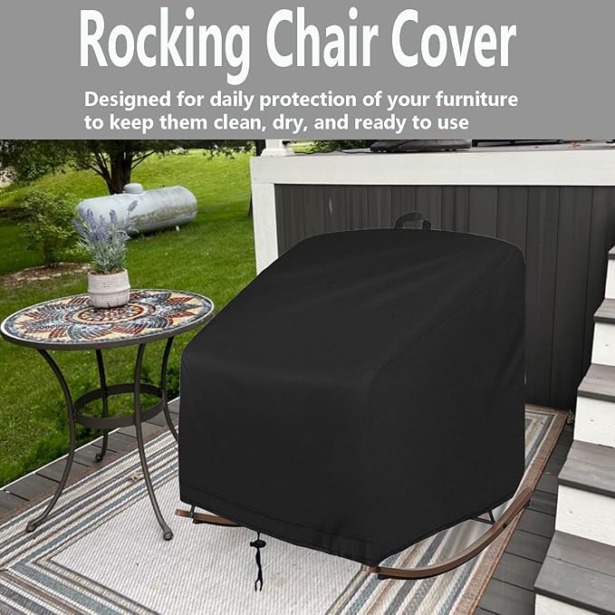 Outdoor Patio Egg Rocking Chair Cover Waterproof, Outdoor Egg Chair Cover for Oversize Rocking Chair and Rattan Wicker Papasan, 38"W x 46"D x 19"H