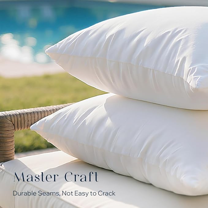 Phantoscope 18x18 Outdoor Pillow Inserts, Pack of 4 Waterproof Outdoor Pillows, Premium Water Resistant Throw Pillows, Square Form Couch Sham Cushion for Patio Patio and Porch Furniture, 18 Inches