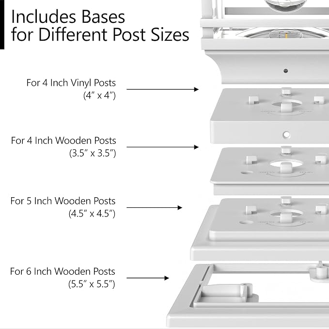 Edison Solar Outdoor Post Cap Lights - 4x4 5x5 6x6 - Bright LED Light for Fence Deck Garden or Patio Posts - Pearl White (2 Pack) | Pearl White, fence/deck/garden/patio posts, diecast aluminum & glass, bright 30lm warm white LED, auto-on, 8h, cordless,...