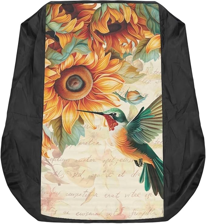 Lawn Mower Cover,Hummingbird Sunflower Tractor Seat Accessories,Medium Lawn Mower Seat Covers Fits Agricultural Vehicle