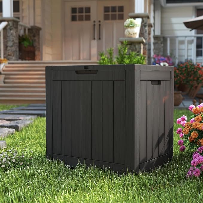 35 Gallon Pro Deck Boxes Outdoor Waterproof, Outdoor Storage Box with Lockable Lid & UV-Resistant for Patio Furniture, Outdoor Cushions, Garden Tools and Pool Supplies, Black