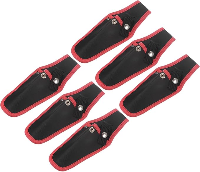 M METERXITY 6-Pack Garden Pruner Sheath, Portable Canvas Pruning Shears Sheath Plier Holder for Belt, Garden Scissors Case for Hand Pruner/Garden Shears/Clippers [Red-Black]