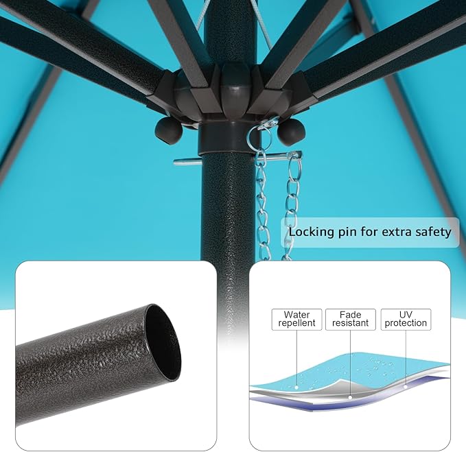COBANA 6.6 x 9.8ft Rectangular Patio Umbrella, Outdoor Table Market Umbrella with Push Button Tilt/Crank,Patio Umbrella Rectangular for Backyard, Garden