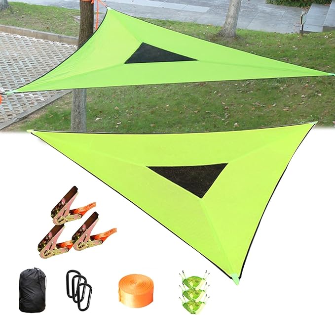 Triangle Hammock 9.8FT, 660Lbs Capacity for 1-3 Person, Portable Camping Hammock with Storage Bags, Multi-Person Hammock for Outdoor(4m/13ft)
