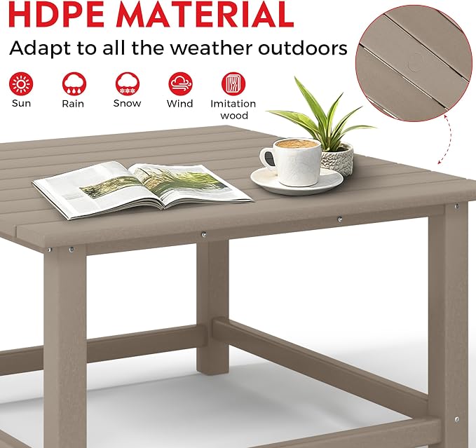 Costaelm Outdoor Kids Table, Toddler Dinner Table Baby Desk Outdoor Childrens Party Tables for Arts & Crafts, Snack Time, Multi-Activity Desk for Ages 2-8 in Classroom/Outside, Weathered Wood