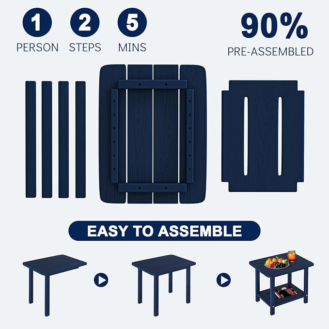 nevilywood 2-Tier End Table, Navy Blue
